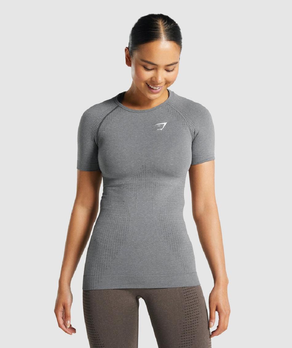 Gymshark Vital Seamless 2.0 Ženske T Shirts Sive | HR 3269KOR